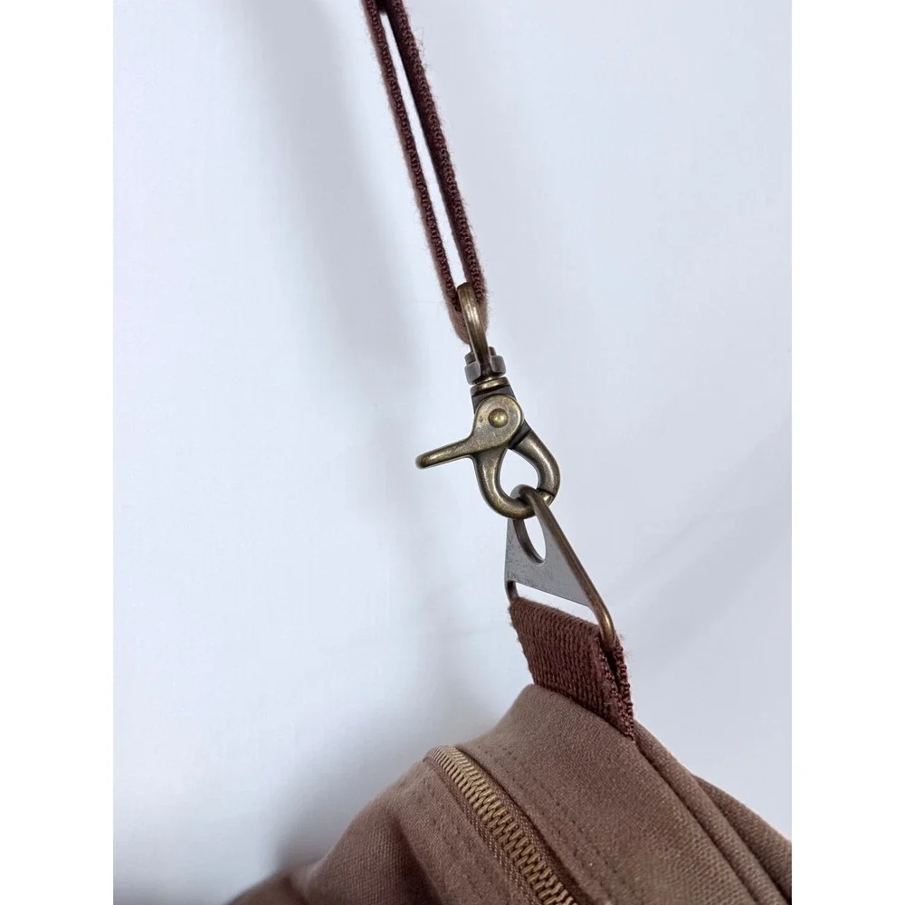Battenkill Style Canvas Leather Trim Duffle Bag Khaki Brown Travel Weekend Large